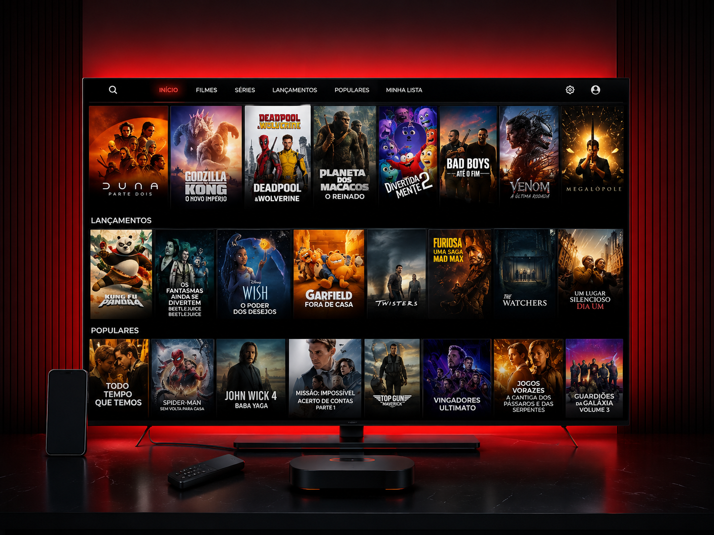 Spirit Cine em celulares e TVs