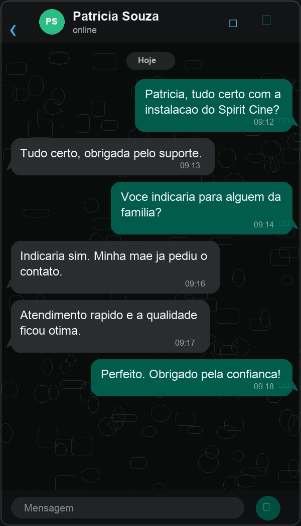 Depoimento de cliente Spirit Cine